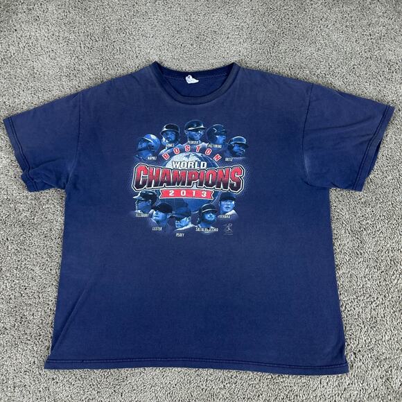 Boston Red Sox Shirt Mens XL Blue Red 2013 World Series Champions Majestic FLAW - Picture 2 of 13